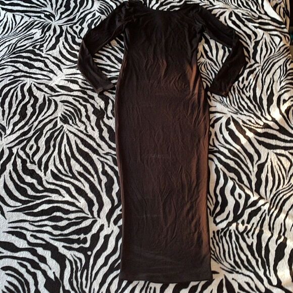 Naked wardrobe women’s black bodycon long sleeve midi dress back plunge v size s - Picture 5 of 12